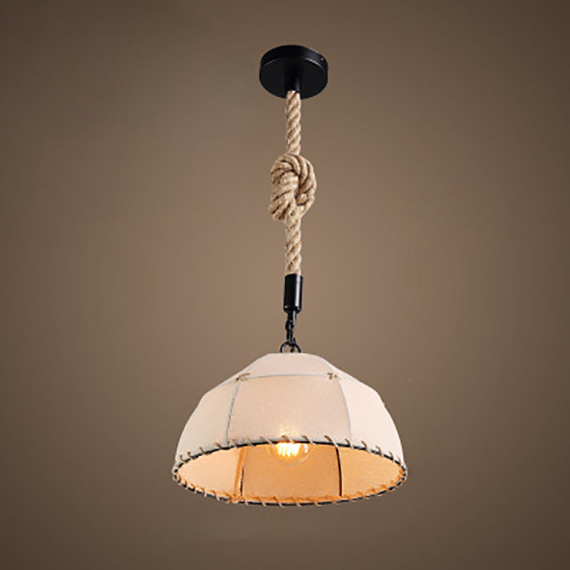 Traditional Rustic Fabric Semicircle Lampshade 1-light Pendant Light for Dining Room