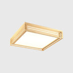 Nordic Solid Wood Square LED Japanese Tatami Flush Mount Ceiling Light BulbSquare