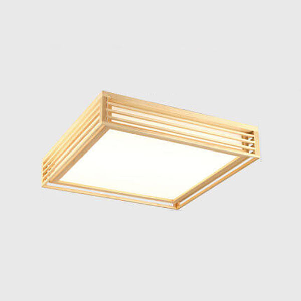 Nordic Solid Wood Square LED Japanese Tatami Flush Mount Ceiling Light BulbSquare