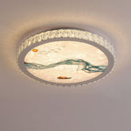 Modern Luxury Enamel Crystal Round LED Flush Mount Ceiling Light Lumendat