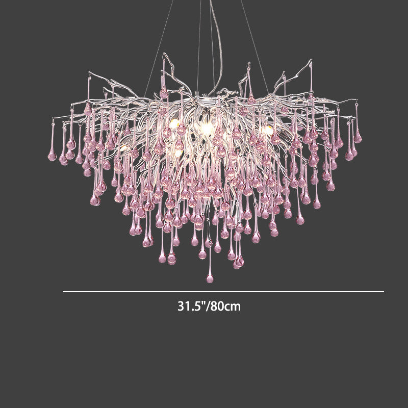 Modern Luxury Crystal Glass Aluminum Branch Water Drop 6/8/10/14 Chandeliers for Dining Room