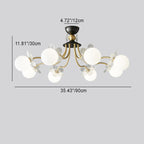 Contemporary Luxury Full Copper Petal Glass Shade 3/6/8-Light Semi-Flush Mount Ceiling Light For Living Room
