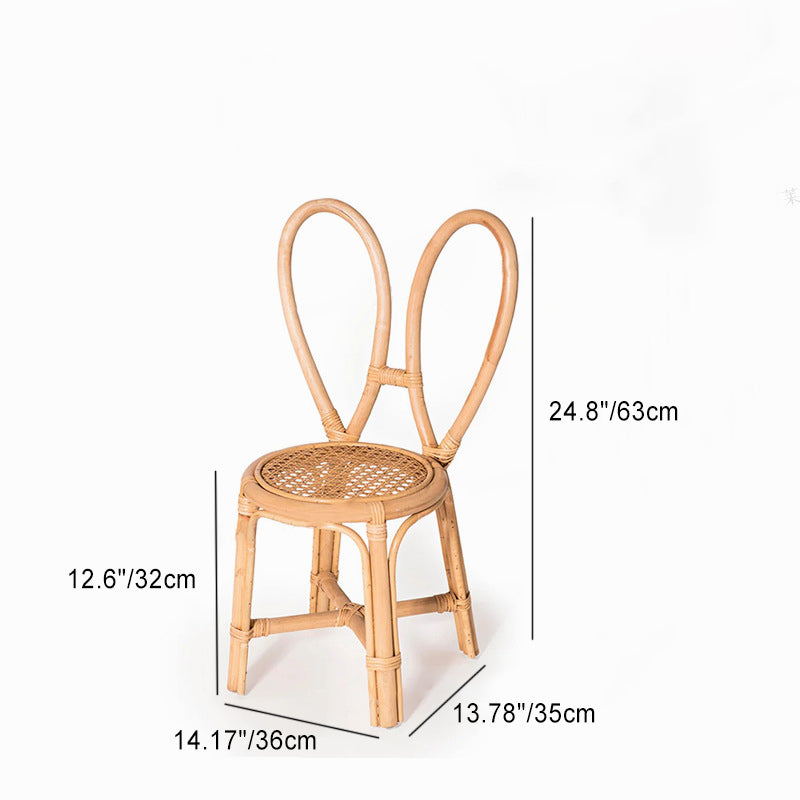 Lumendat Traditional Japanese Round Rattan Weaving Footstool Kids Backrest Chair For Entryways Lumendat