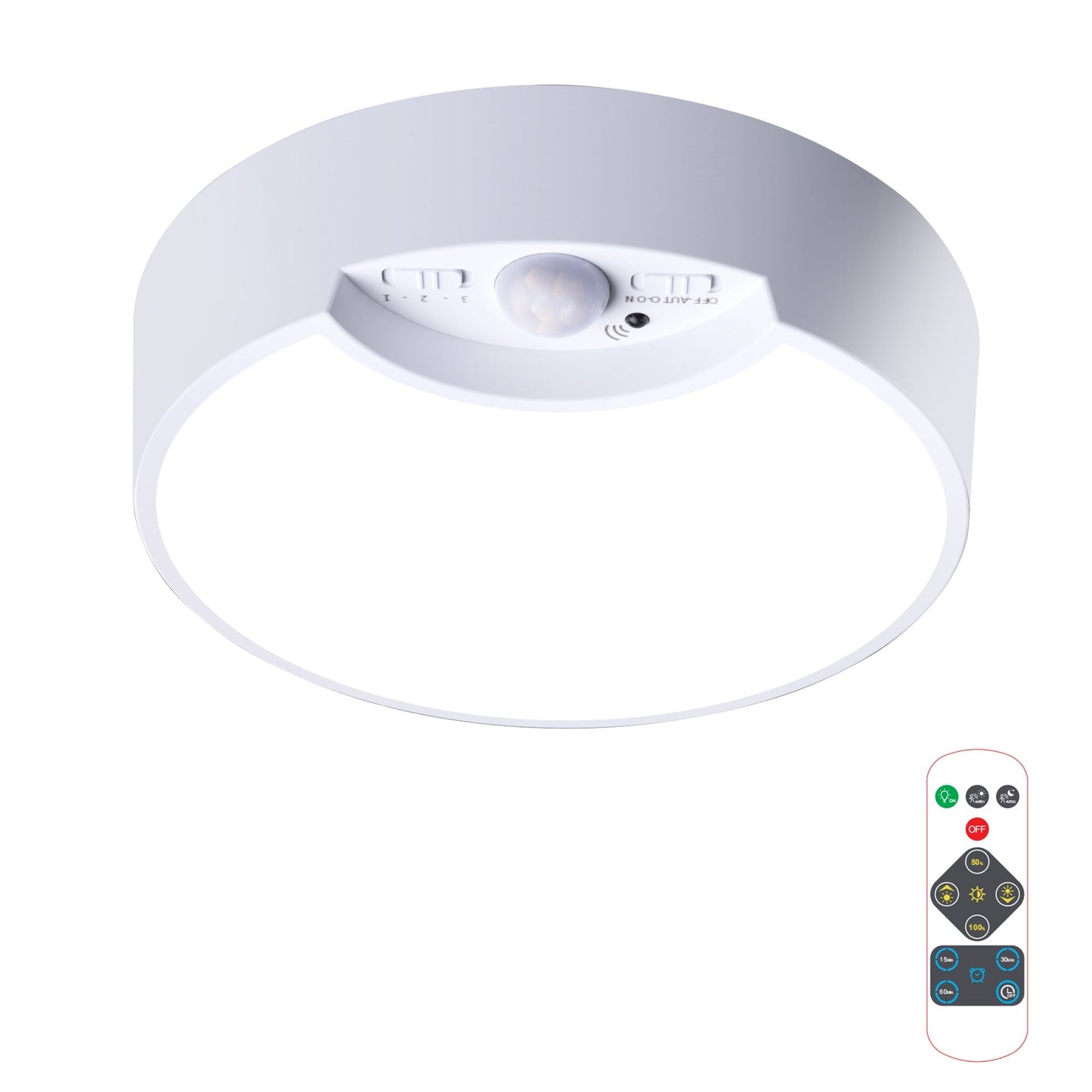 Simple White Round Motion Sensor LED Flush Mount Ceiling Light