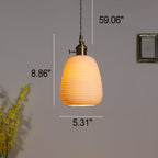Nordic Japanese Ceramic Brass Oval 1-light Pendant Light BulbSquare
