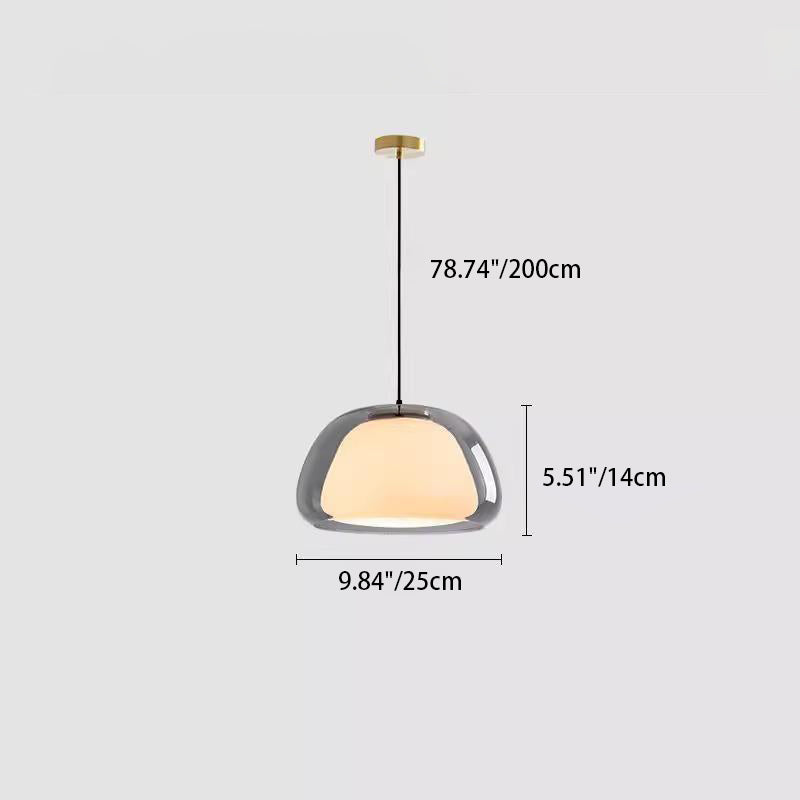 Contemporary Scandinavian Half Round Jelly Iron Glass 1-light Pendant Light for Bedroom
