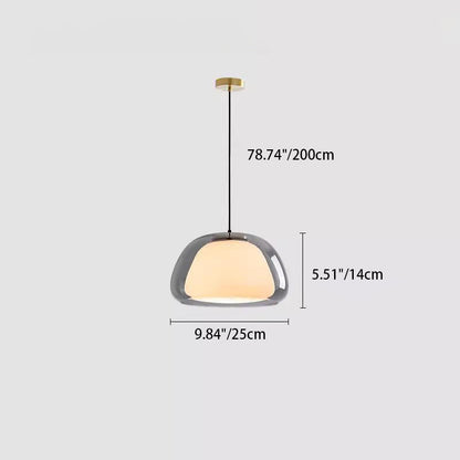 Contemporary Scandinavian Half Round Jelly Iron Glass 1-light Pendant Light for Bedroom