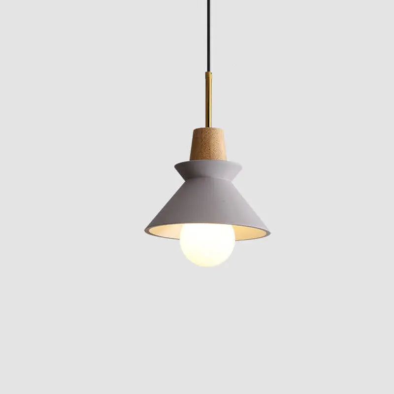 Nordic Minimalist Macaron Wood Cement 1-light Pendant Light Lumendat