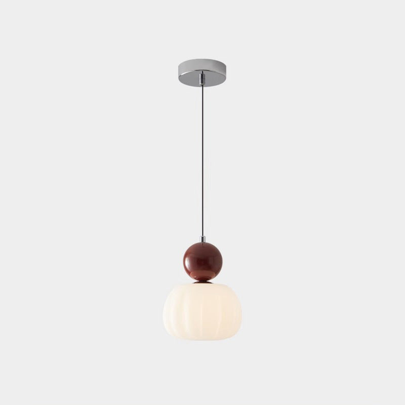 Modern Minimalist Round Pumpkin Iron Acrylic 1-light Pendant Light for Bedroom