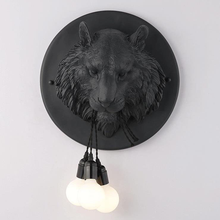 Italian Creative Tiger Totem Resin PVC Shade 1-Light Wall Sconce Lamp Lumendat