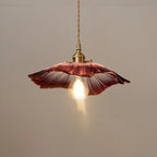 Traditional Vintage Lotus Leaf Glass Brass 1-light Pendant Light for Living Room BulbSquare