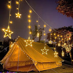 LED Solar Star Moon Curtain Light Christmas Outdoor Patio Decorative Camping String Lights Lumendat