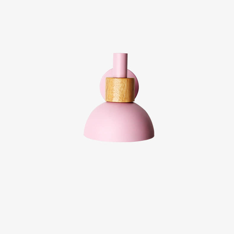 Modern Classic Macaron Solid Color Wood Iron 1-Light Wall Sconce Lamp Lumendat