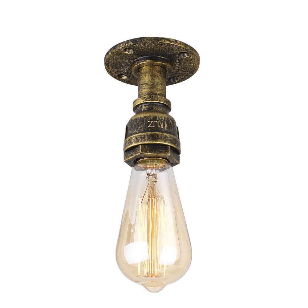 Vintage Steampunk Style Iron Glass Shade 1-light Flush Mount Ceiling Light