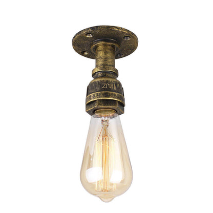 Vintage Steampunk Style Iron Glass Shade 1-light Flush Mount Ceiling Light