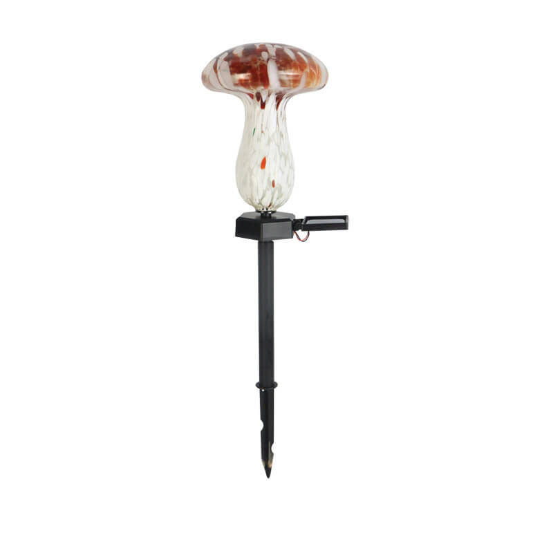 Contemporary Creative Colorful Mushroom Glass Shape LED Solar Waterproof Lawn Insert Light For Garden Lumendat