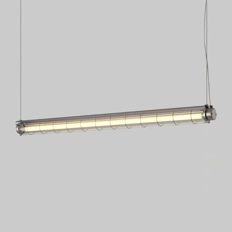 Contemporary Industrial Long Metal Acrylic 1/2 Light Island Light Chandelier for Dining Room