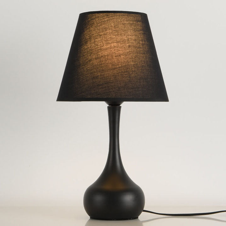 Nordic Vintage Pure Black White Iron Fabric 1-Light Table Lamp Lumendat