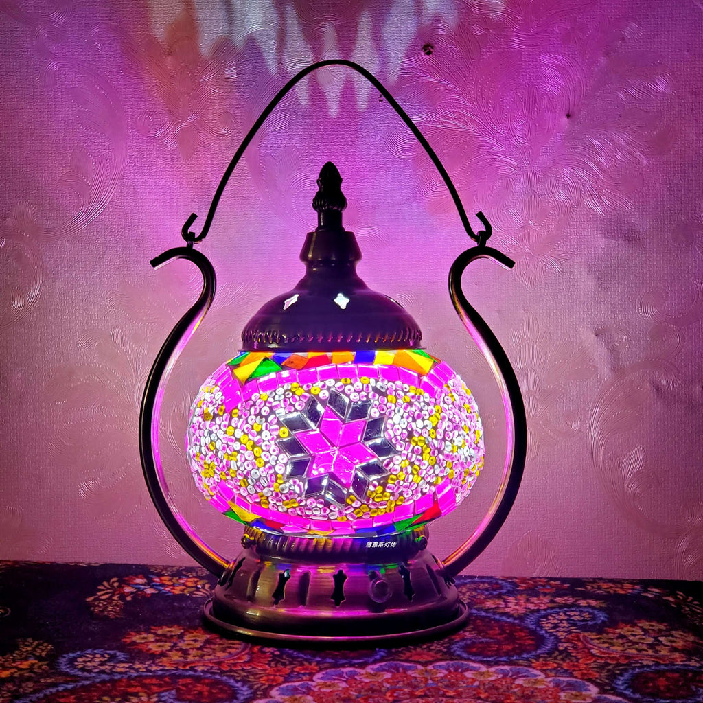 Moroccan Stained Glass Round Pot USB Rechargeable LED Portable Table Lamp Lumendat
