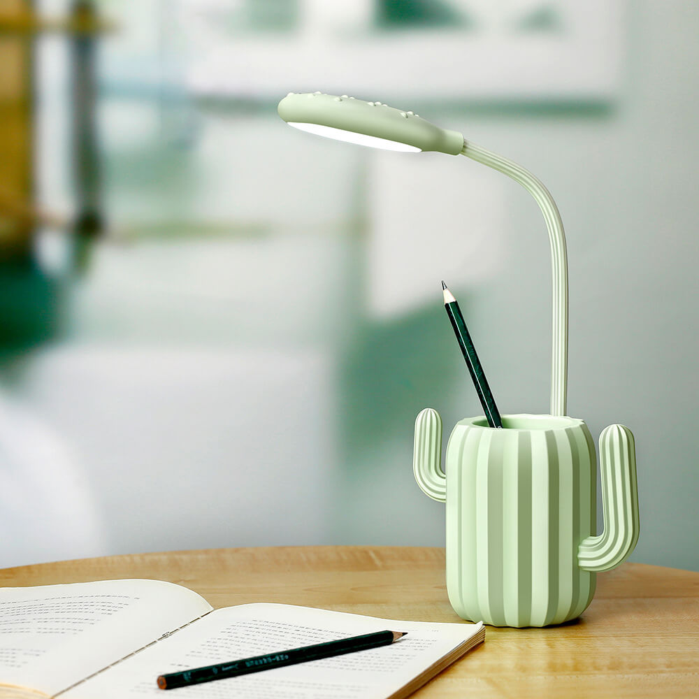 Lumendat Modern Children's Plastic Cactus Pencil Eye Protection USB LED Table Lamp Lumendat