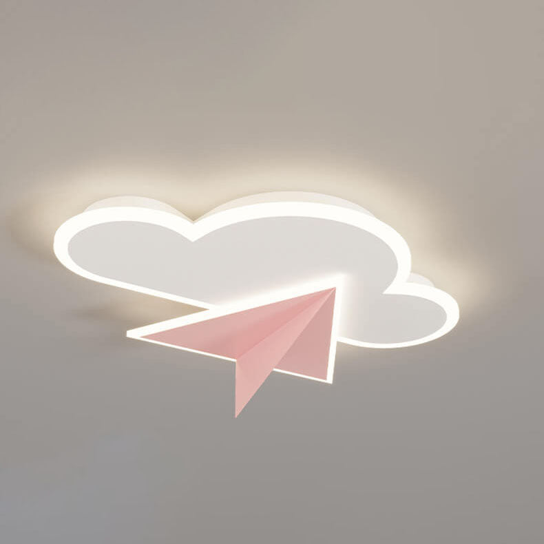 Lumendat Creative Cartoon Clouds Airplane LED Kids Flush Mount Ceiling Light Lumendat