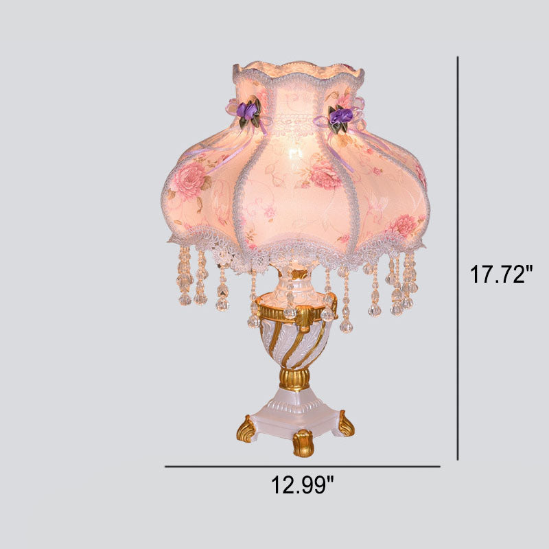 European Luxury Fabric Lace Resin 1-Light Table Lamp Lumendat