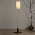 Japanese Zen Rosewood Base Silk Lantern Shade 1-Light Standing Floor Lamp Lumendat