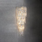 Contemporary Luxury Crystal Tassel Half Post 1-Light Wall Sconce Lamp For Living Room