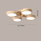 Contemporary Scandinavian Round Rubberwood LED Flush Mount Ceiling Light for Living Room BulbSquare