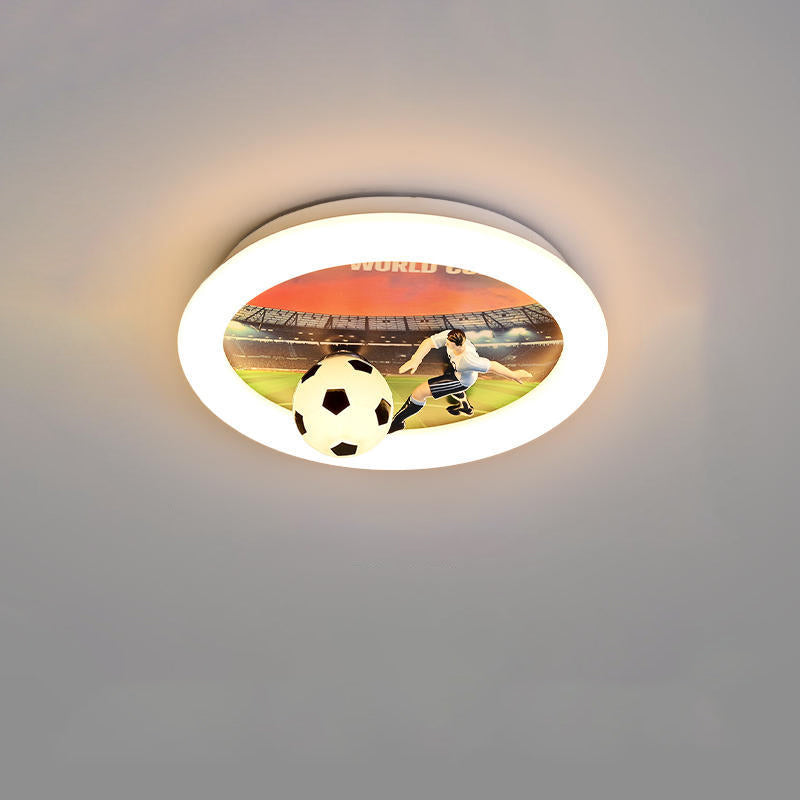 Lumendat Contemporary Creative Kids Football Iron Acrylic LED Flush Mount Ceiling Light For Bedroom Lumendat