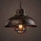 Vintage Industrial Iron Pot Lid Dome 1-light Pendant Light BulbSquare