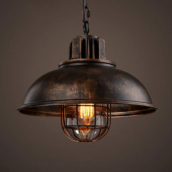 Vintage Industrial Iron Pot Lid Dome 1-light Pendant Light BulbSquare