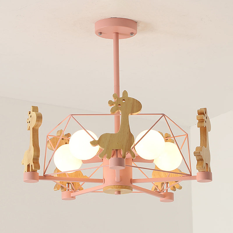 Lumendat Scandinavian Modern Children's Giraffe Diamond Pentagram Iron 5-Light Island Chandelier Lumendat