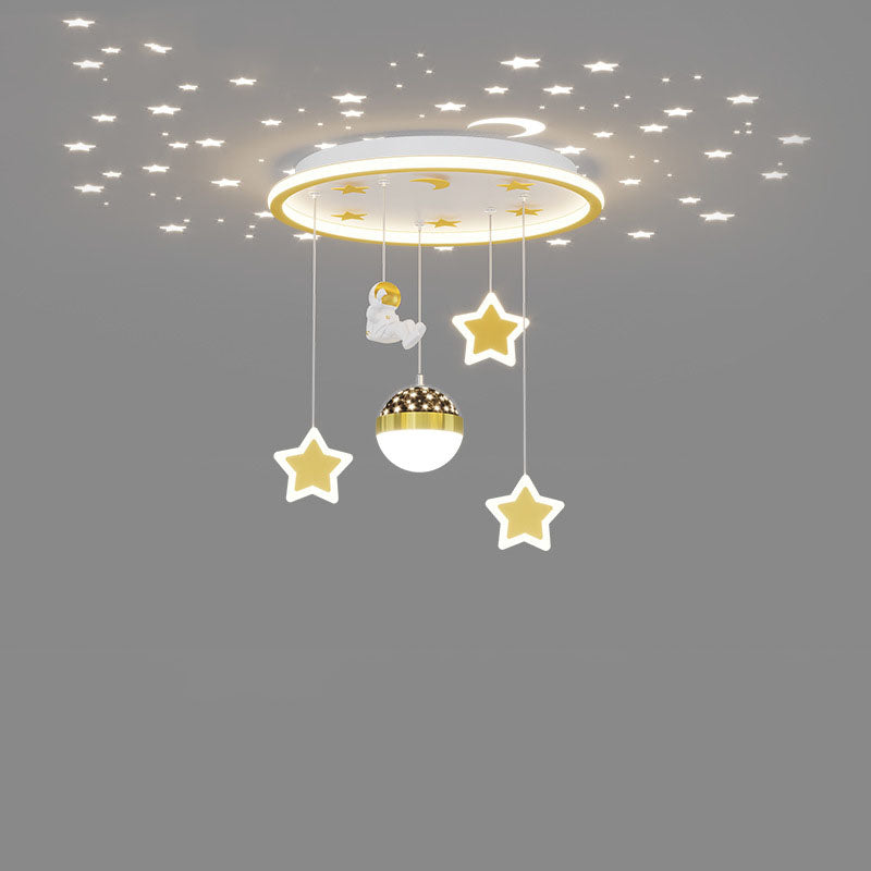 Lumendat Contemporary Creative Starry Night Acrylic Round Shade LED Kids Flush Mount Ceiling Light For Bedroom Lumendat