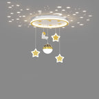 Lumendat Contemporary Creative Starry Night Acrylic Round Shade LED Kids Flush Mount Ceiling Light For Bedroom Lumendat