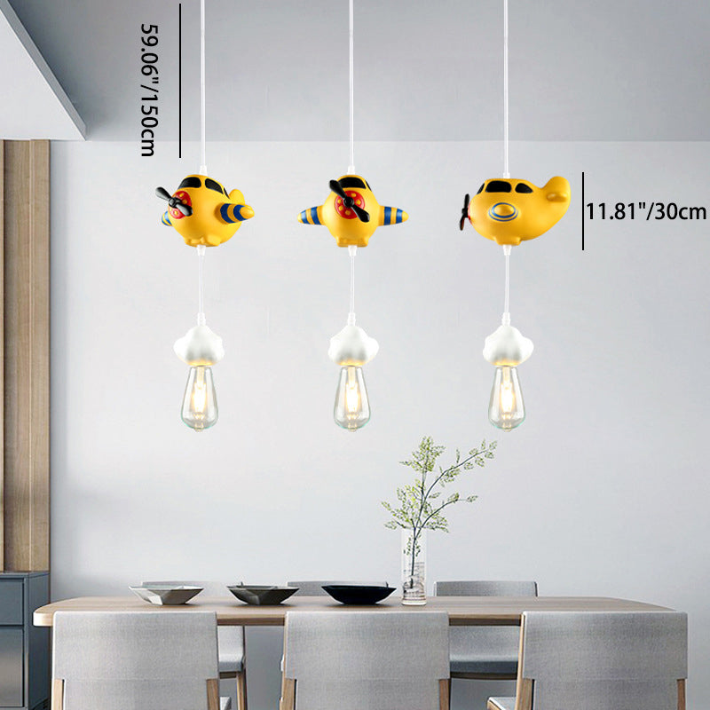 Lumendat Modern Art Deco Kids Resin Airplane Cloud 1/3 Light Chandelier For Dining Room Lumendat