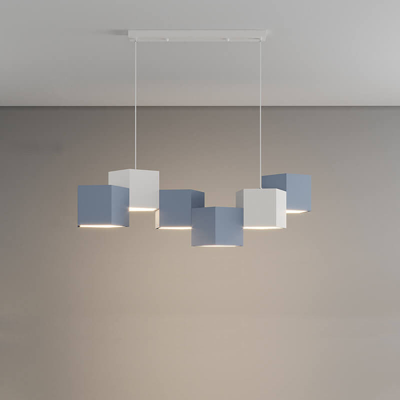 Modern Creative Square Geometric Iron LED Macaron Chandelier BulbSquare