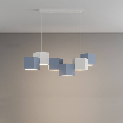 Modern Creative Square Geometric Iron LED Macaron Chandelier