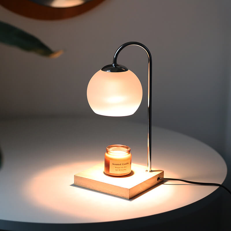 Modern Simple Solid Wood Candle Spherical 1-Light Melting Wax Table Lamp Lumendat