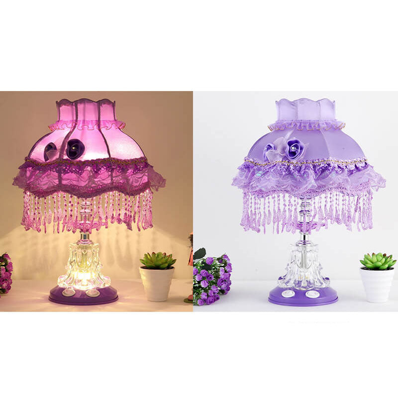 European Style Wedding Fabric Glass 1-Light Table Lamp Lumendat