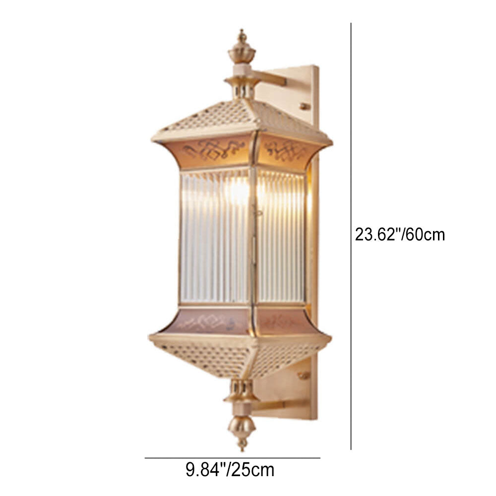 Contemporary Industrial Brass Finish Frame Glass Shade 1/3-Light Wall Sconce Lamp For Outdoor Patio Lumendat