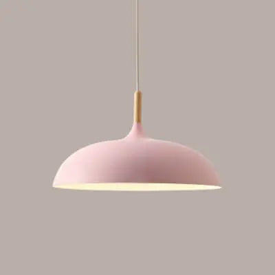 Modern Metal Wooden Top 1-light Dome Pendant Light Lumendat
