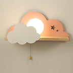 Nordic Macaron Cloud Glass Wood 1-Light Wall Sconce Lamp