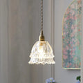 Traditional French Pastoral Walnut Jellyfish Glass Shade 1-light Pendant Light for Living Room modern luxury lighting fixture