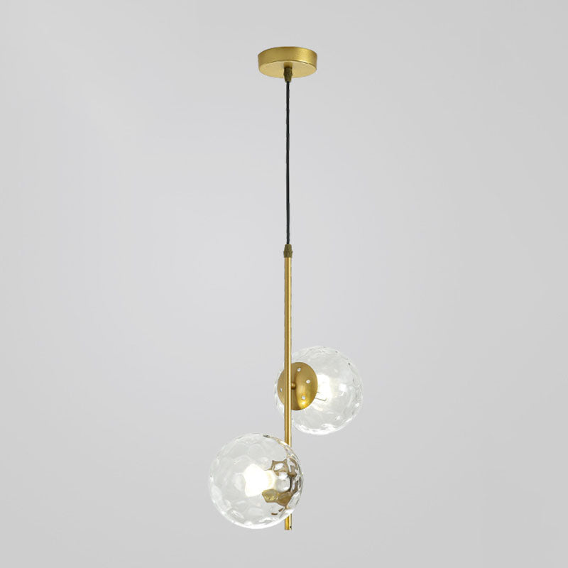 Modern Minimalist Iron Glass Round Ball Branch 2-Light Chandelier for Living Room Lumendat