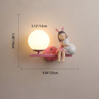 Contemporary Creative Kids Girls Unicorn Orb Resin Iron Glass 1-Light Wall Sconce Lamp For Bedroom Lumendat