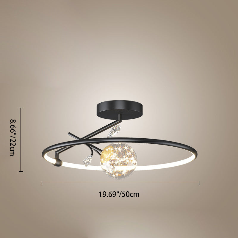 Modern Art Deco Iron Geometrical Ring Star LED Pendant Light for Living Room