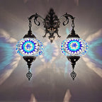 Tiffany Decorative Lantern Hardware Stained Glass 2-Light Wall Sconce Lamp Lumendat