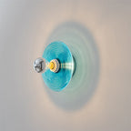 Modern Art Deco Wave Pattern Round Glass 1-Light Wall Sconce Lamp For Bedroom Lumendat