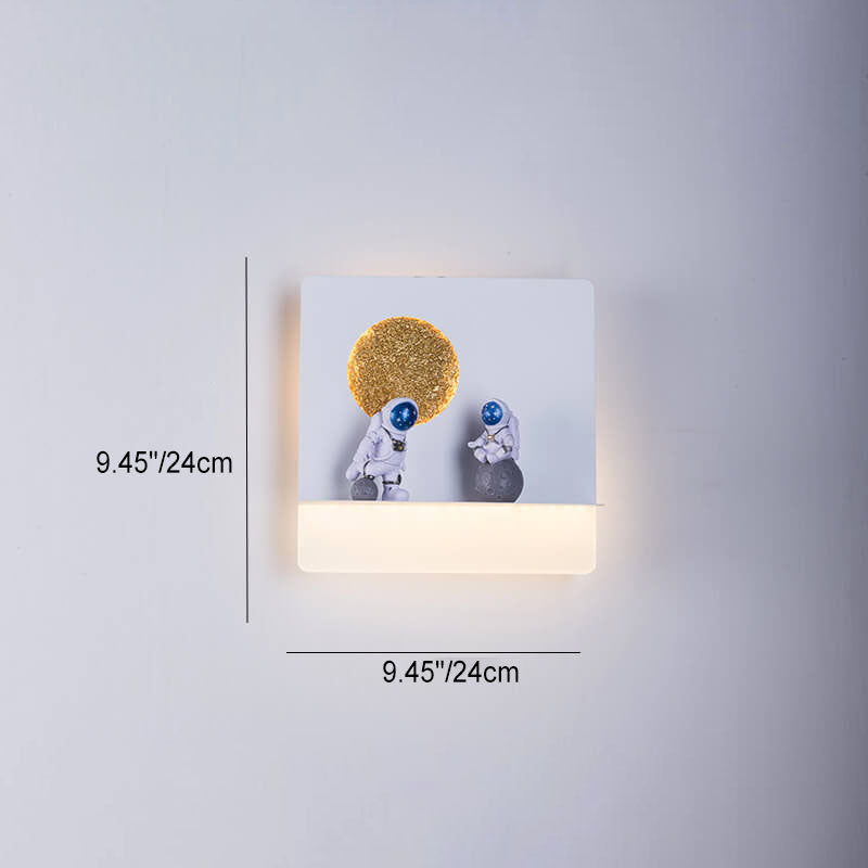 Lumendat Contemporary Creative Iron Resin Round Astronaut LED Wall Sconce Lamp For Bedroom Lumendat